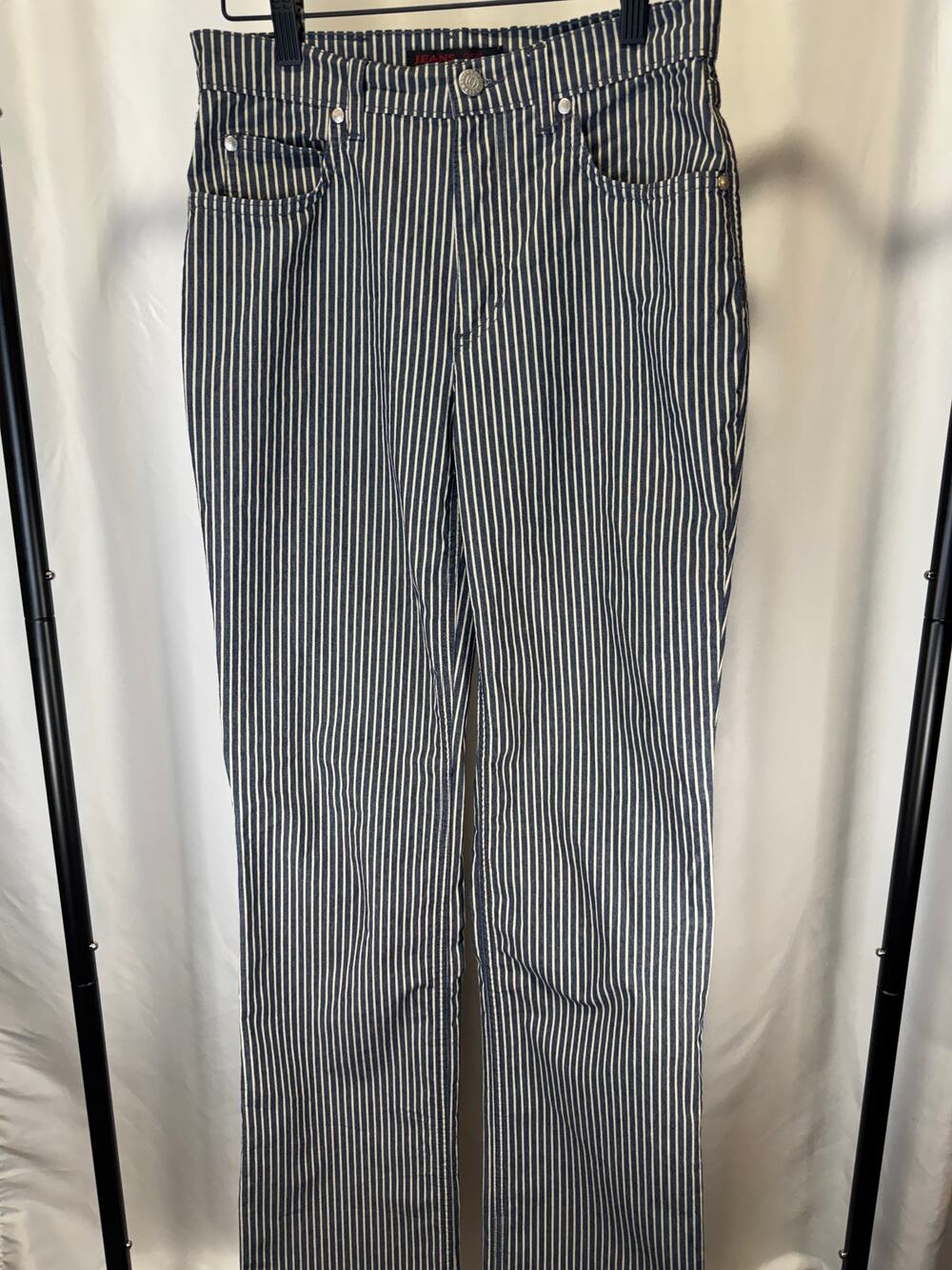 Jeans Les Copains Women’s Size 28 Striped Jeans Blue White Straight Leg Italian